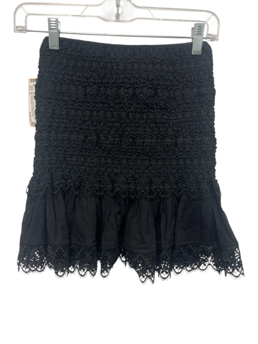 Charo Ruiz Ibiza Size M Black Cotton Blend Elastic Waist Gathered Mini Skirt Black / M