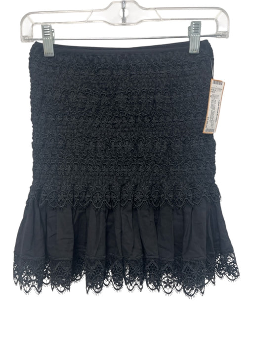 Charo Ruiz Ibiza Size M Black Cotton Blend Elastic Waist Gathered Mini Skirt Black / M