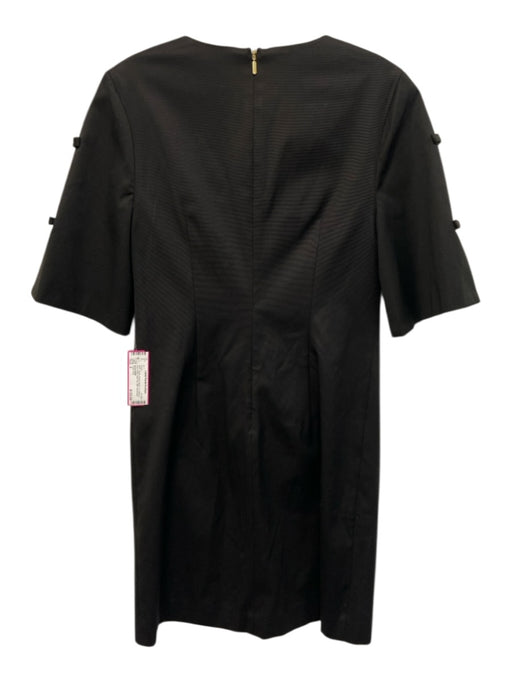 Trina Turk Size 2 Black Rayon Blend 1/2 Sleeve Bow Detail Back Zip Mini Dress Black / 2