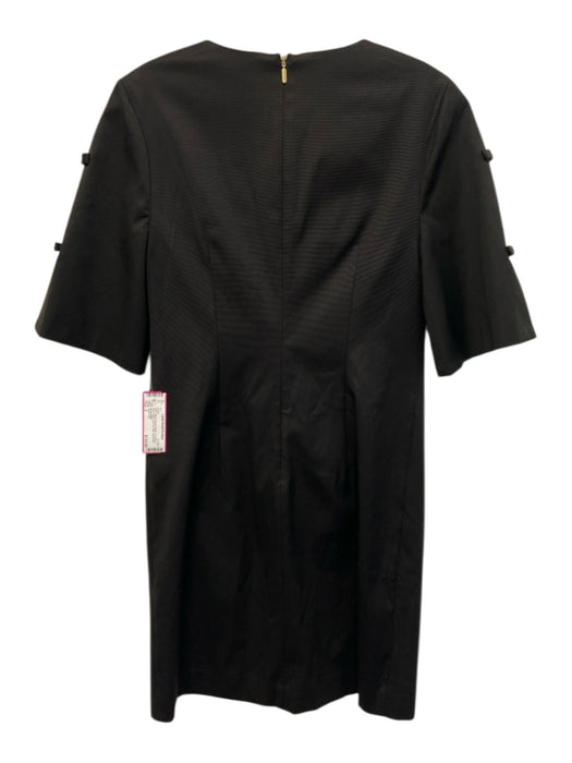 Trina Turk Size 2 Black Rayon Blend 1/2 Sleeve Bow Detail Back Zip Mini Dress Black / 2