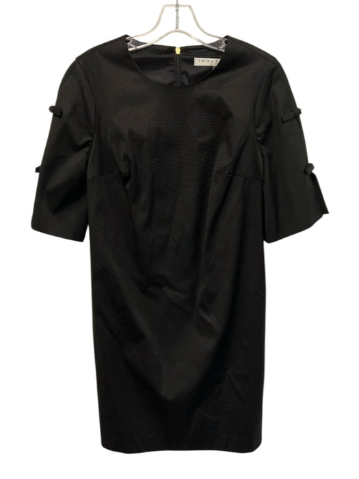 Trina Turk Size 2 Black Rayon Blend 1/2 Sleeve Bow Detail Back Zip Mini Dress Black / 2