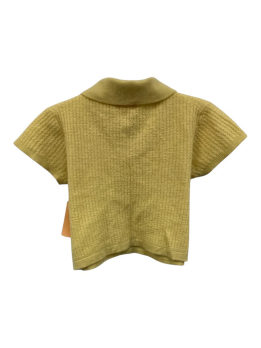 Guest in Residence Size S Yellow Cashmere Ribbed Knit Short Sleeve Polo Top Yellow / S