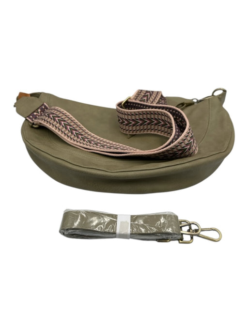 Urban Originals Taupe Gray PU Leather Zip Top Woven Strap Adjustable Strap Bag Taupe Gray