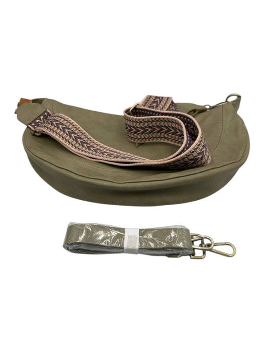 Urban Originals Taupe Gray PU Leather Zip Top Woven Strap Adjustable Strap Bag Taupe Gray