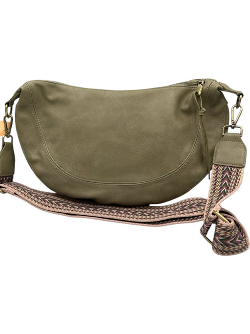 Urban Originals Taupe Gray PU Leather Zip Top Woven Strap Adjustable Strap Bag Taupe Gray