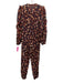 Ulla Johnson Size 2 Navy Blue & Orange Cotton Floral Drawstring Waist Jumpsuit Navy Blue & Orange / 2