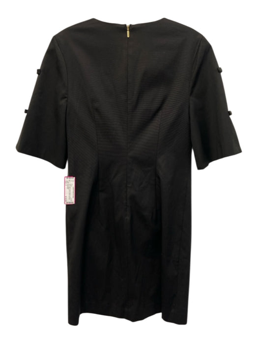 Trina Turk Size 2 Black Rayon Blend 1/2 Sleeve Bow Detail Back Zip Mini Dress Black / 2