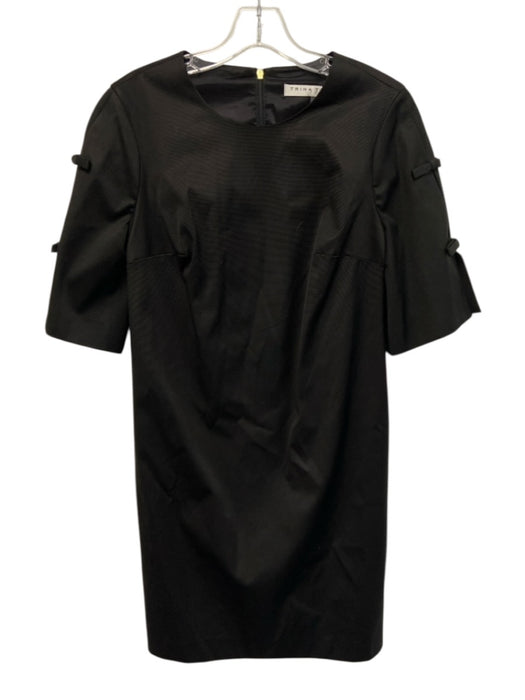 Trina Turk Size 2 Black Rayon Blend 1/2 Sleeve Bow Detail Back Zip Mini Dress Black / 2