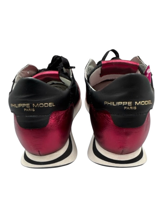 Philippe Model Shoe Size 38 Black & Red Textile & Leather Upper Low Top Sneakers Black & Red / 38