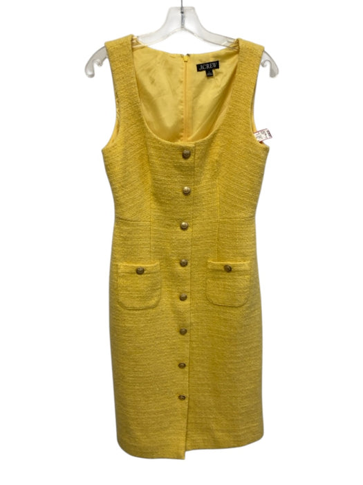 J. Crew Size 6 Yellow Wool Blend Sleeveless Tweed decorative buttons Dress Yellow / 6