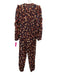 Ulla Johnson Size 2 Navy Blue & Orange Cotton Floral Drawstring Waist Jumpsuit Navy Blue & Orange / 2