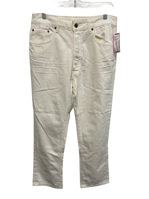 6397 Size 28 White Cotton Denim High Waist Button Fly Crop Jeans White / 28