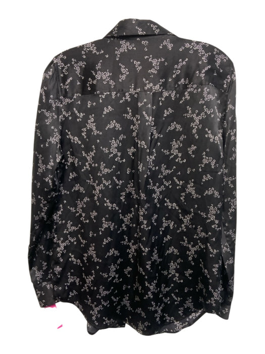 Equipment Femme Size M Black & White Silk Floral Illustration Long Sleeve Top Black & White / M