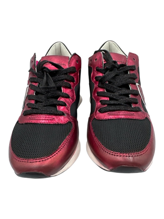 Philippe Model Shoe Size 38 Black & Red Textile & Leather Upper Low Top Sneakers Black & Red / 38