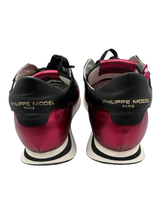 Philippe Model Shoe Size 38 Black & Red Textile & Leather Upper Low Top Sneakers Black & Red / 38