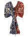 Farm Rio Size S Cream, Blue & Red Linen Blend Off Shoulder Button Front Dress Cream, Blue & Red / S