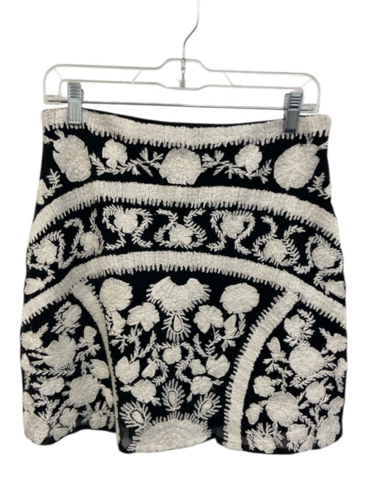 Lauren Ralph Lauren Size 4 Black & White Cotton Blend Mesh Overlay Mini Skirt Black & White / 4