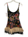 La Double J Size S Black & Multi Polyester & Ostrich Sequined Floral Dress Black & Multi / S
