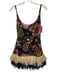 La Double J Size S Black & Multi Polyester & Ostrich Sequined Floral Dress Black & Multi / S