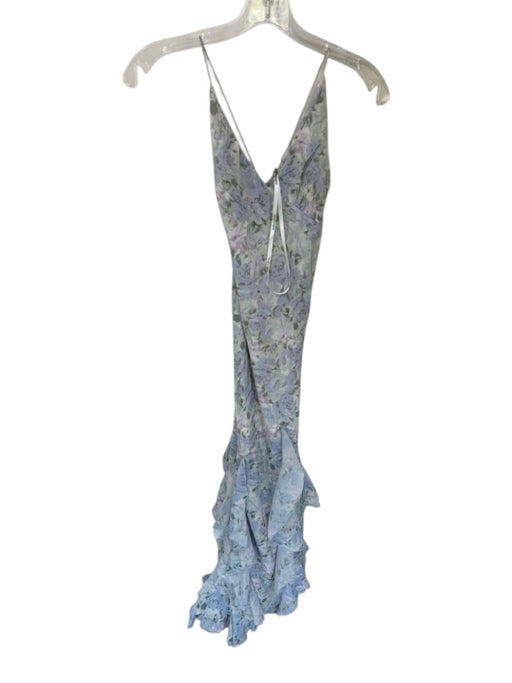 For Love & Lemons Size M Green & Purple Viscose Spaghetti Strap Flowers Gown Green & Purple / M