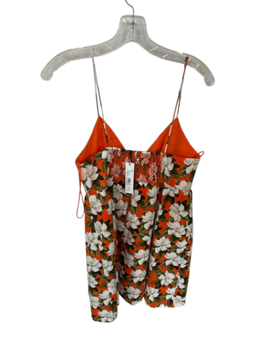 Alice & Olivia Size 8 Orange & Green Linen & Cotton Spaghetti Strap Bow Dress Orange & Green / 8