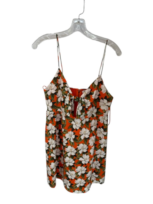 Alice & Olivia Size 8 Orange & Green Linen & Cotton Spaghetti Strap Bow Dress Orange & Green / 8