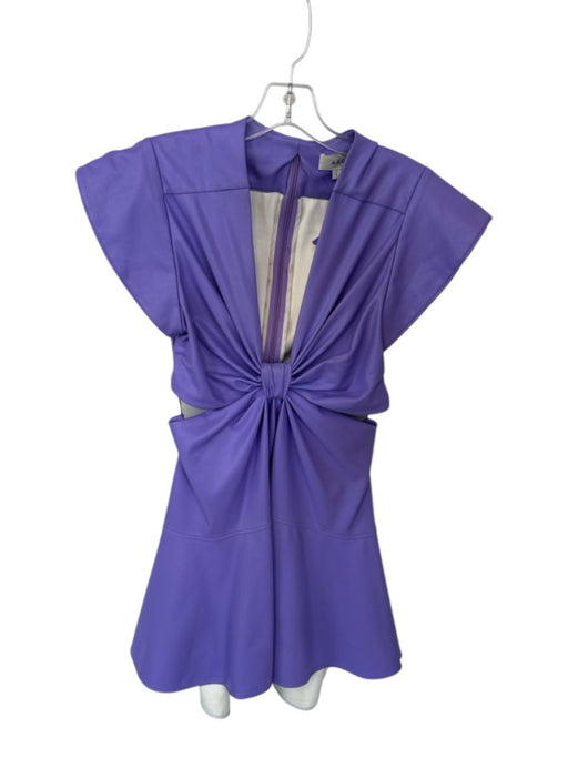 A.L.C. Size 6 Purple Vegan Leather Cap Sleeve Cut Outs Twist Back Zip Dress Purple / 6