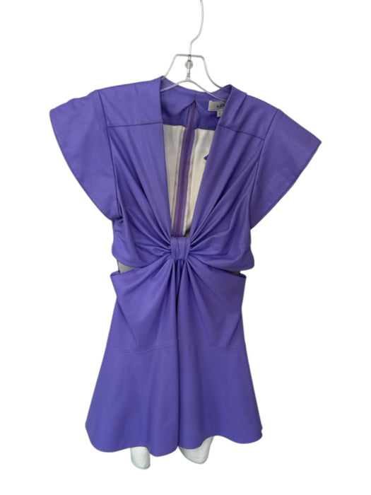 A.L.C. Size 6 Purple Vegan Leather Cap Sleeve Cut Outs Twist Back Zip Dress Purple / 6