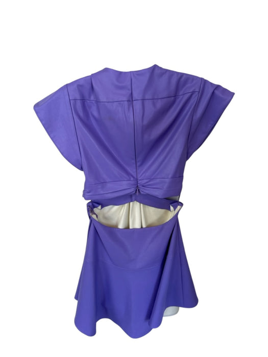A.L.C. Size 6 Purple Vegan Leather Cap Sleeve Cut Outs Twist Back Zip Dress Purple / 6