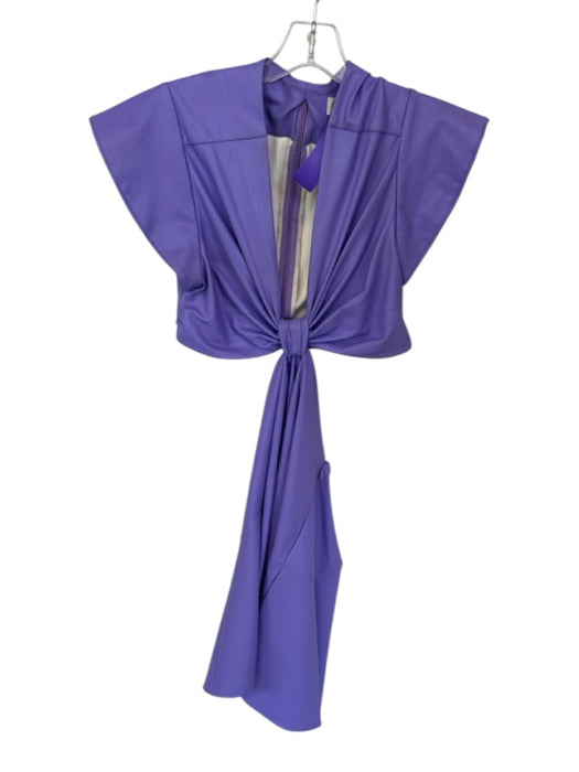 A.L.C. Size 6 Purple Vegan Leather Cap Sleeve Cut Outs Twist Back Zip Dress Purple / 6