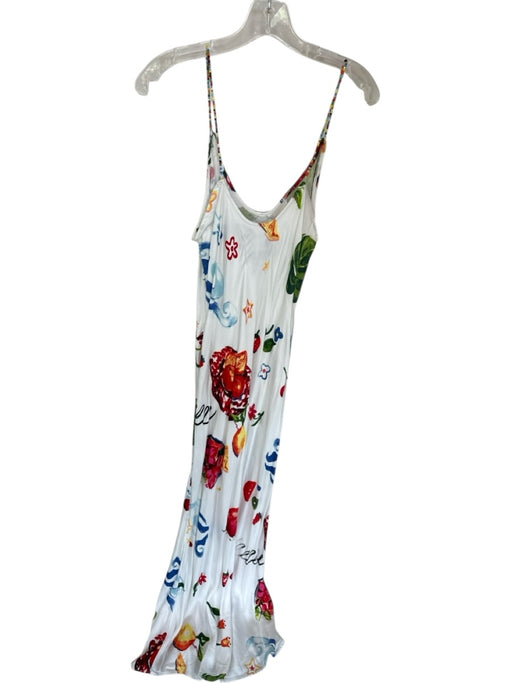 Damson Madder Size 10 White & Multi Viscose Beaded Straps Fruit Maxi Dress White & Multi / 10