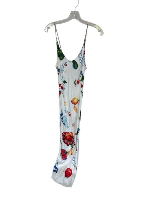 Damson Madder Size 10 White & Multi Viscose Beaded Straps Fruit Maxi Dress White & Multi / 10