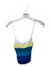 Staud Size M Yellow & Blue Viscose Spaghetti Strap Striped Ribbed Cropped Top Yellow & Blue / M
