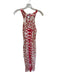 Young Fab & Broke Size M Tan & Red Cotton Blend Racerback Tie Dye Ribbed Dress Tan & Red / M