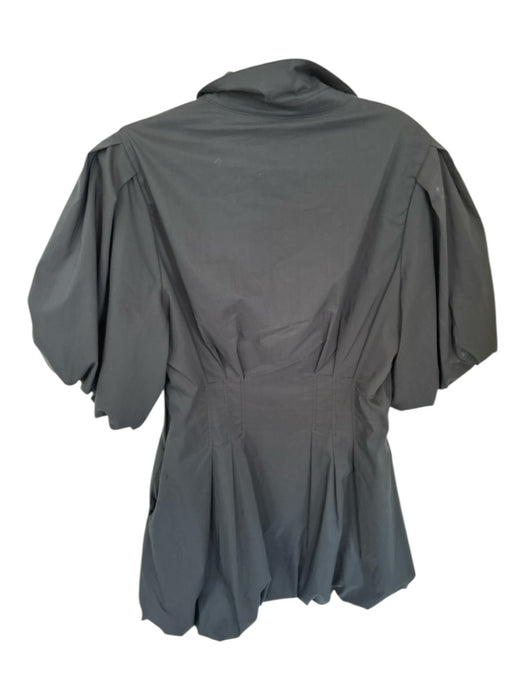 Jonathan Simkhai Size 8 Black Cotton Blend Short Balloon Sleeve Collar Dress Black / 8