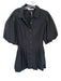 Jonathan Simkhai Size 8 Black Cotton Blend Short Balloon Sleeve Collar Dress Black / 8