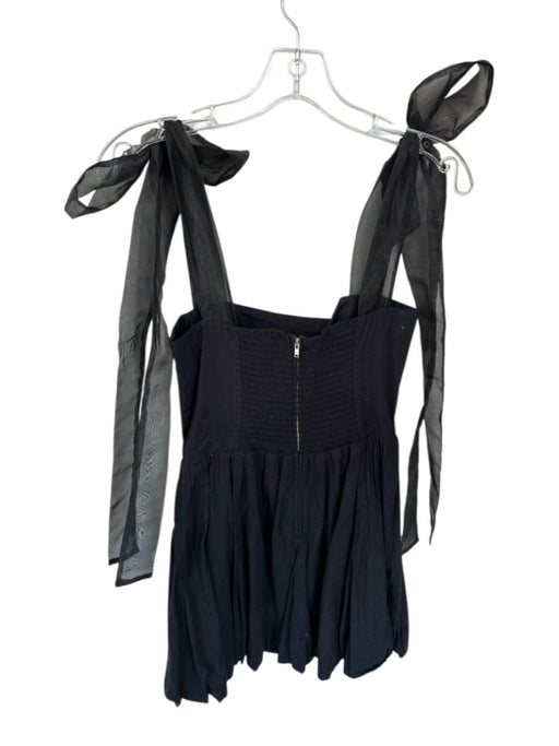 Reformation Size 8 Black Organic Cotton Tie Straps Bubble Hem Dress Black / 8