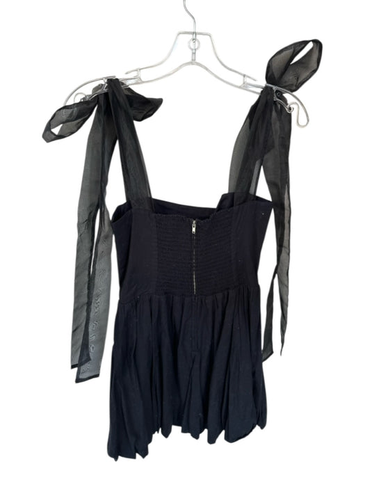Reformation Size 8 Black Organic Cotton Tie Straps Bubble Hem Dress Black / 8