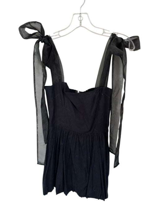 Reformation Size 8 Black Organic Cotton Tie Straps Bubble Hem Dress Black / 8