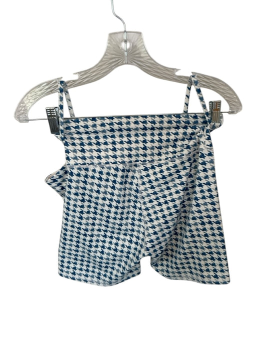Z Supply Size M Teal & Cream Polyester Blend High Waist Houndstooth Short Set Teal & Cream / M