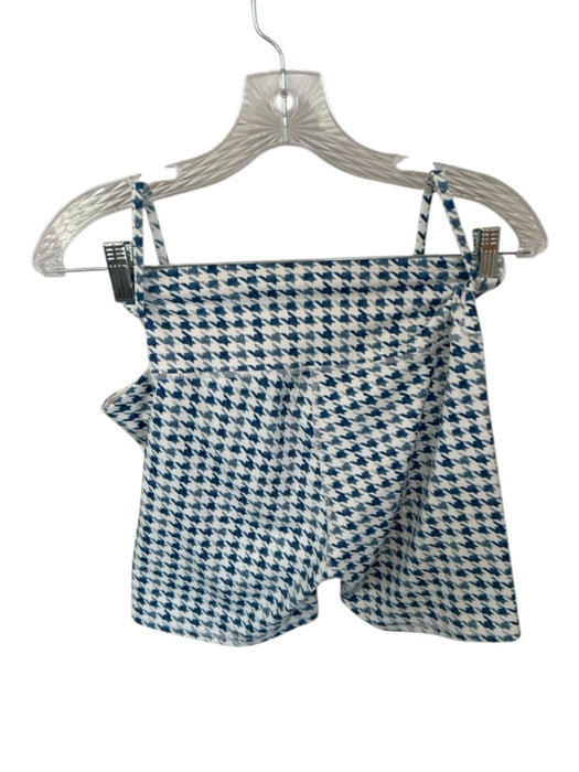 Z Supply Size M Teal & Cream Polyester Blend High Waist Houndstooth Short Set Teal & Cream / M