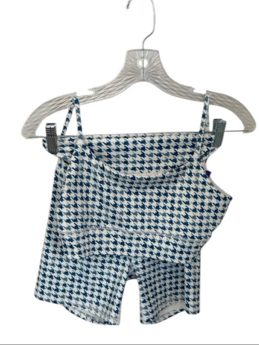 Z Supply Size M Teal & Cream Polyester Blend High Waist Houndstooth Short Set Teal & Cream / M