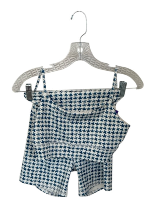 Z Supply Size M Teal & Cream Polyester Blend High Waist Houndstooth Short Set Teal & Cream / M
