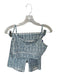 Z Supply Size M Teal & Cream Polyester Blend High Waist Houndstooth Short Set Teal & Cream / M