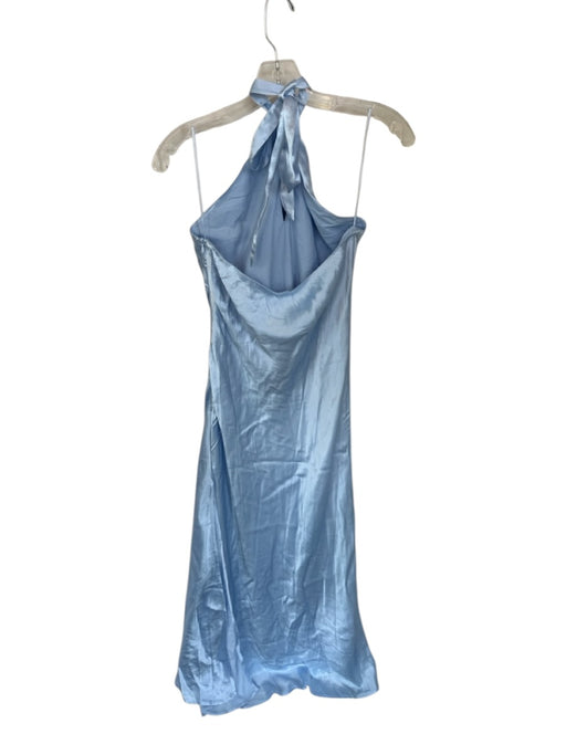 Hello Molly Size M Sky Blue Polyester Keyhole Halter Neck Open Back Maxi Gown Sky Blue / M