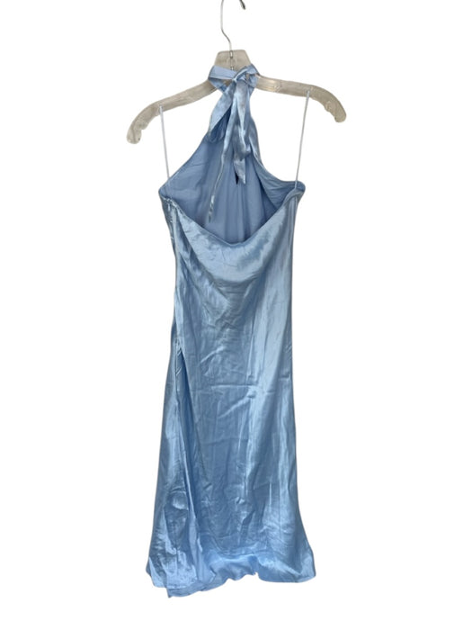 Hello Molly Size M Sky Blue Polyester Keyhole Halter Neck Open Back Maxi Gown Sky Blue / M