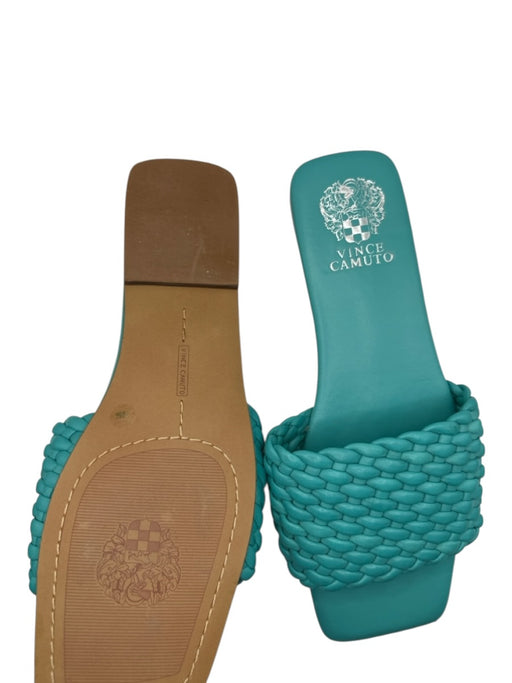 Vince Camuto Shoe Size 10 Teal Leather Braided Square Toe Mule Sandals Teal / 10