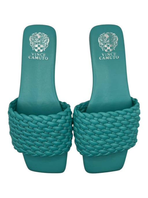 Vince Camuto Shoe Size 10 Teal Leather Braided Square Toe Mule Sandals Teal / 10