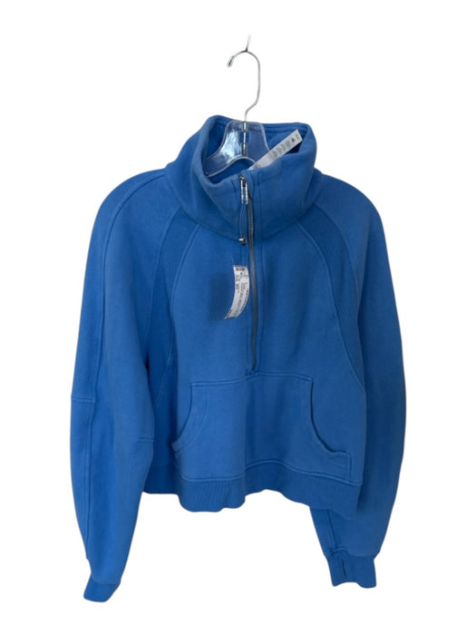 Lululemon Size M/L Cornflower Blue Cotton Blend Half Zip Cropped Athletic Jacket Cornflower Blue / M/L