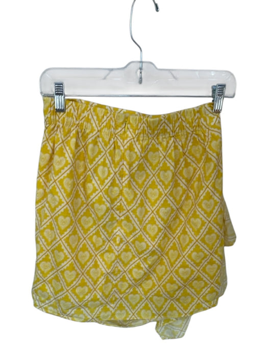 Rhode Size S Yellow & White Cotton Elastic Waist Hearts Ruffles Skirt Yellow & White / S